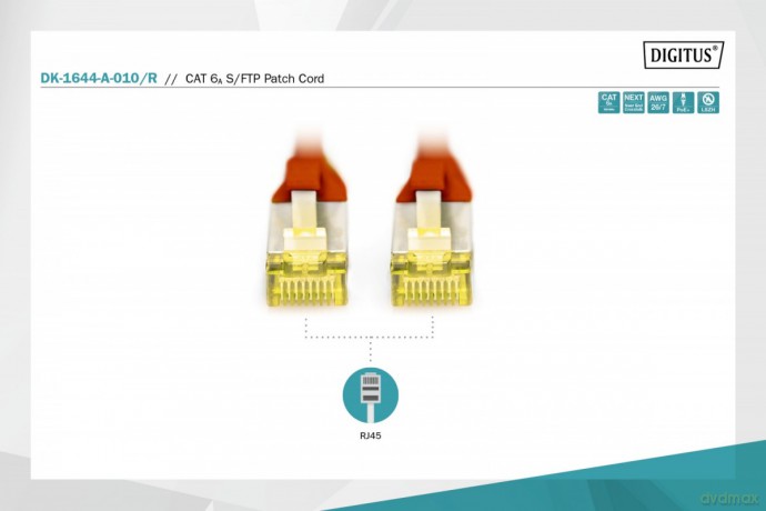 Patch cord S/FTP kat.6A LSOH 1m Czerwony