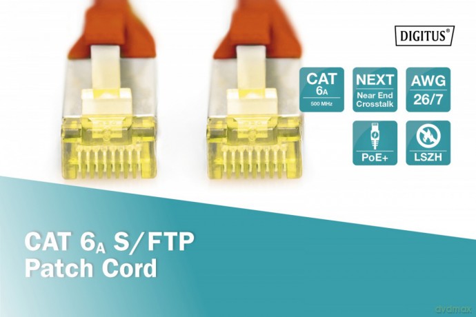 Patch cord S/FTP kat.6A LSOH 1m Czerwony