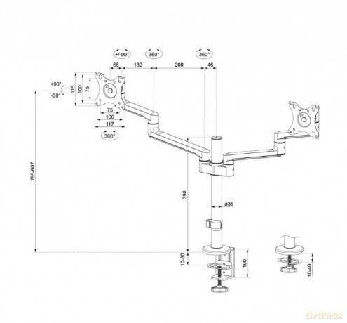 Uchwyt biurkowy DS60-425BL2 2LCD