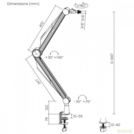 Uchwyt mikrofonu, 3/8' i 5/8' 1kg max, RS422