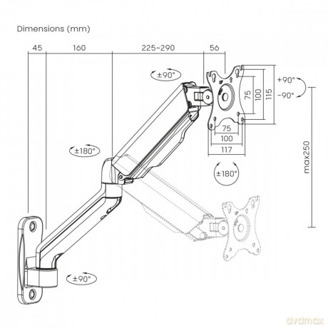 Uchwyt ścienny monitora 17-32 cale 9kg MC-332 długie ramię