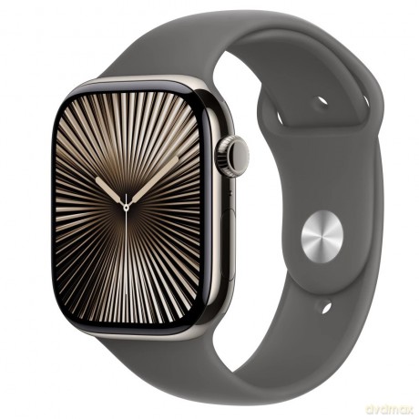 Watch Series 10 GPS + Cellular, koperta 46 mm z tytanu w kolorze naturalnym z paskiem sportowy w kolorze górskiej szarości - rozmiar M/L