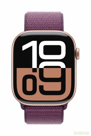 Watch Series 10 GPS, koperta 42 mm z aluminium w kolorze różowego złota z opaską sportową w kolorze dojrzałej śliwki