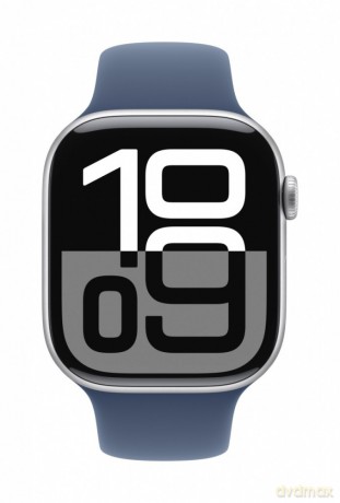 Watch Series 10 GPS, koperta 42 mm z aluminium w kolorze srebrnym z paskiem sportowym w kolorze denim - rozmiar S/M