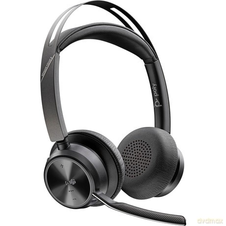 Zestaw słuchawkowy Voyager Focus 2 certyfikatem Microsoft Teams USB-C-C z podstawką ładującą, przejściówka USB-C/A 9T9J6AA