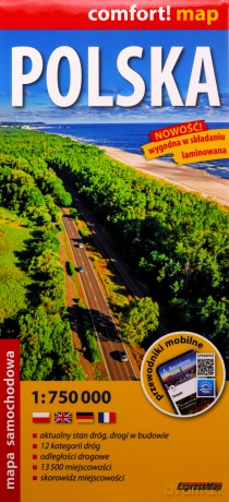 Polska laminowana mapa samochodowa 1:750 000