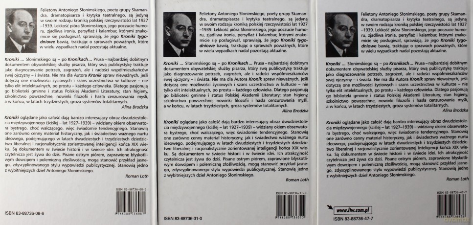 Kroniki tygodniowe. Słonimski [3xKSIĄŻKA]