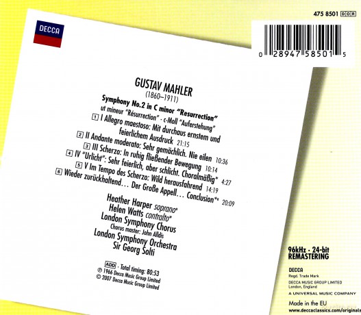 Solti, London, Symph.Orch.: Mahler: Symphony No.2 - "Resurrection" [CD]