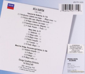 Solti,Chicago S.Orch.: Bartok:Concerto For Orch.,Dance Suite [CD]