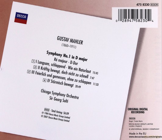 Solti, Chicago S.Orch.: Mahler: Symphony No.1 [CD]