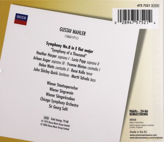 Solti, Chicago S.Orch.: Mahler: Symphony No.8 [CD]