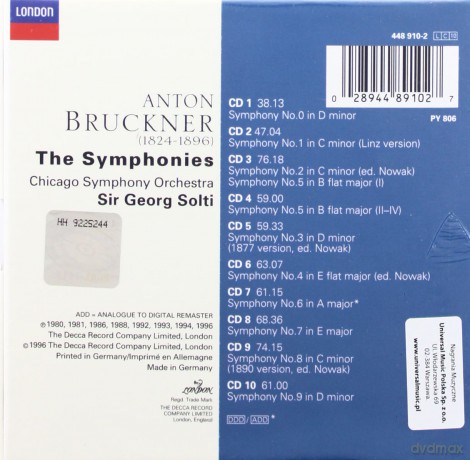 Solti,Chicago Symph.: Bruckner:Symph. 0-9 [10CD]