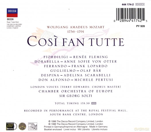 Solti, Von Otter: Mozart:Cosi Fan Tutte [3CD]