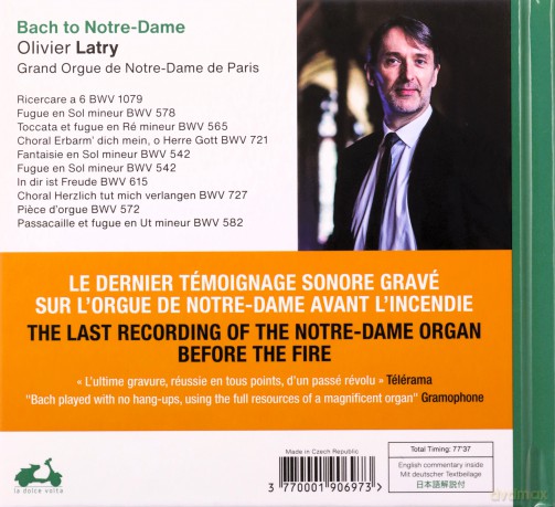 Olivier Latry: Bach To Notre-Dame [CD]