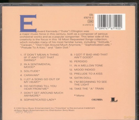 Duke Ellington: 16 Most Requested Songs [CD]