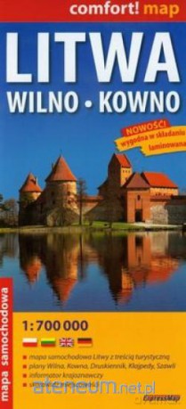 Litwa Wilno Kowno mapa samochodowa 1:700 000 [KSIĄŻKA]