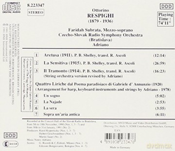 Ottorino Respighi: Aretusa - La Sensitiva - Il Tramonto [CD]