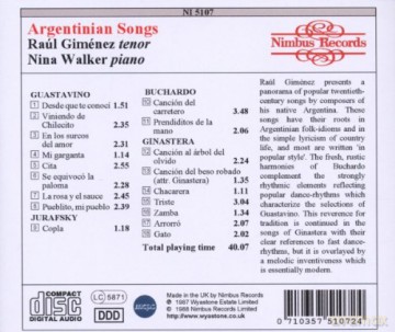 Raul Gimenez: Argentinian Songs [CD]