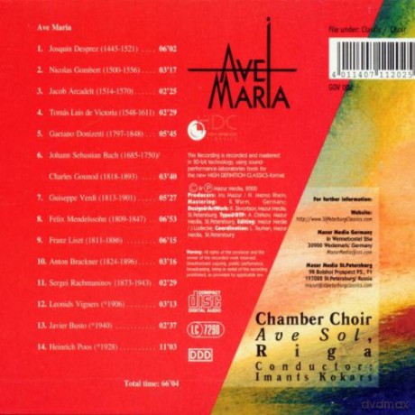 Ave Maria: Ave Maria-Chamber Choir Ave Sol [CD]