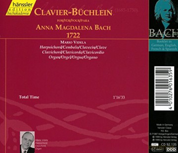 Johann Sebastian Bach: Bach: Clavier-BChlein for Anna Magdalena Bach, 1722 /videla [CD]