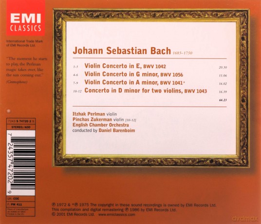 Daniel Barenboim: Bach: Violin Concertos [CD]
