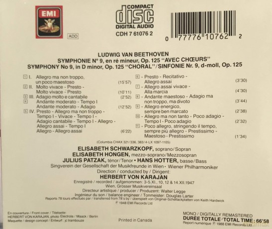 Ludwig Van Beethoven: Beethoven: Symphony no.9 [CD]
