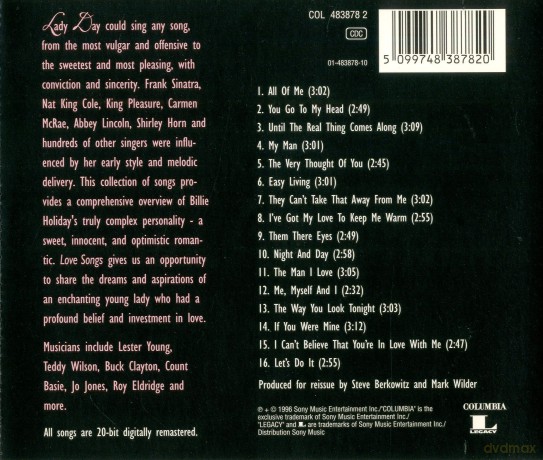 Billie Holiday: Billie Holiday Love Songs [CD]