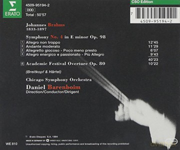 Johannes Brahms: Brahms-Symphony No.4/Academic Festi [CD]