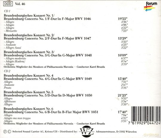 Johann Sebastian Bach: Brandenburgische Konzerte 1 - 6 [CD]