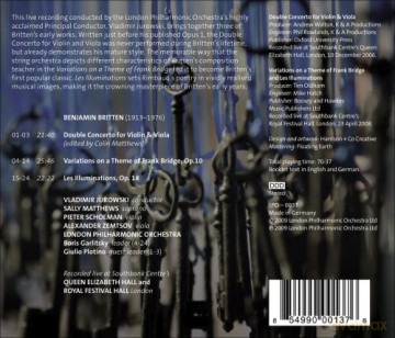 Sally Matthews: Britten: Double Concerto for Violin & Viola / Bridge Variations / Les Illuminations [CD]