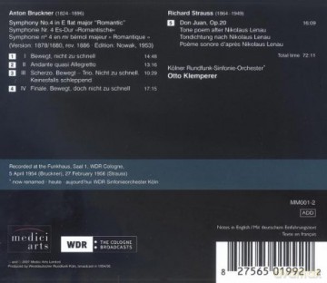 Otto Klemperer: Bruckner - Symphony No 4; Strauss, R - Don Juan [CD]