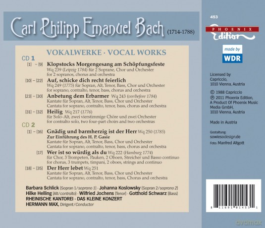 Rheinische Kantorei: c.p.e Bach: Vocal Works [2CD]