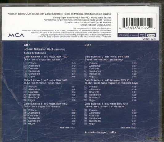 J.s.bach: Cellosuiten [2CD]