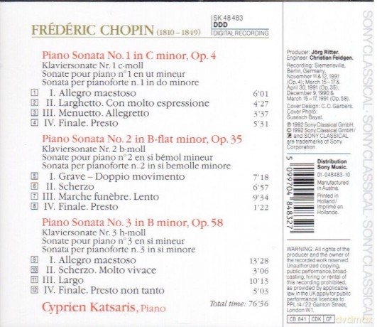 Cyprien Katsaris: Chopin - Piano Sonatas [CD]