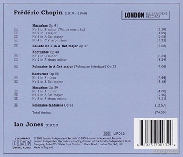 Ian Jones: Chopin: Mazurkas, Nocturnes, Ballade 3, Polonaises [CD]