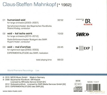 Claus-Steffen Mahnkopf Void Humanized Void Void [CD]
