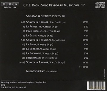 C.P.E. Bach: Cpe Bach: The Solo Keyboard Music, Vol 12 - Sonatas and 'Petites PiCes' 2 /spNyi [CD]
