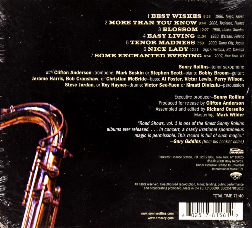 Sonny Rollins: Road Shows Vol.1 [CD]