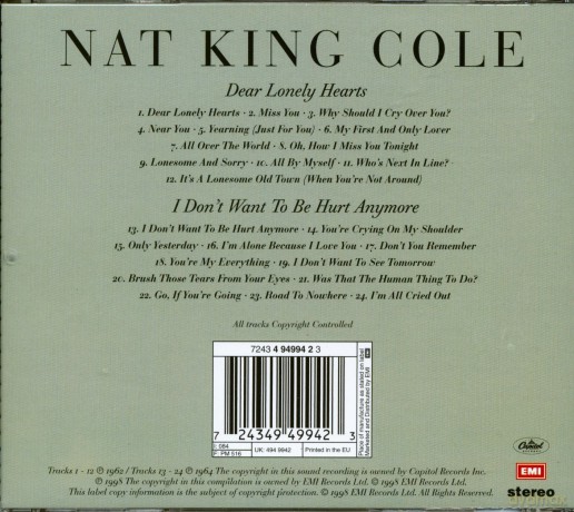 Nat King Cole: Dear Lonely Hearts/I Don't Want To Be Hurt Anymore [CD]