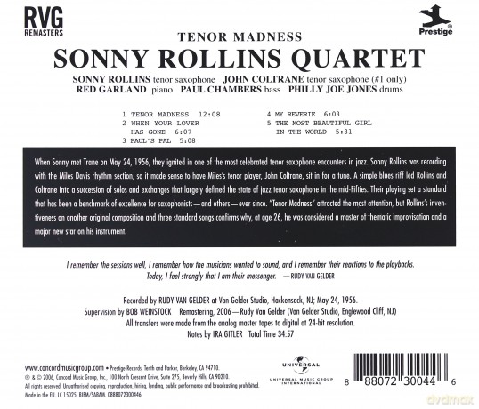 Sonny Rollins: Tenor Madness (RVG) [CD]