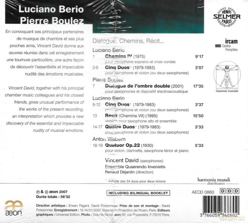 David Vincent: Dialogue, Chemins, Recit... [CD]
