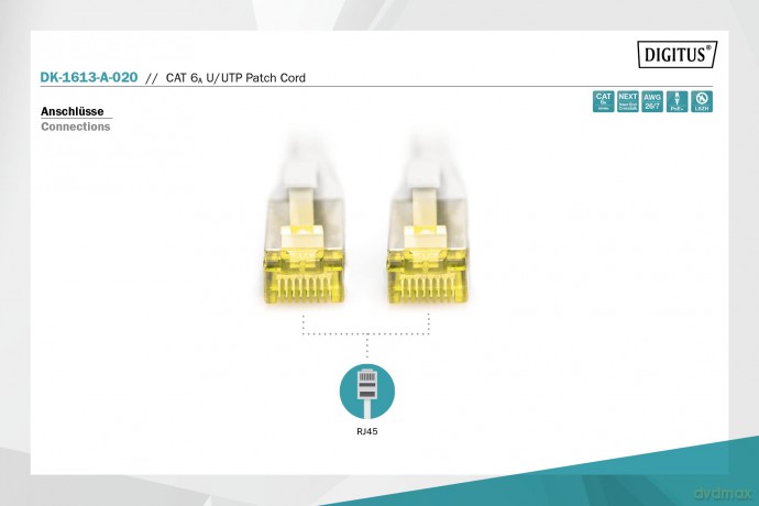 Patchkabel Cat.6a: Digitus Dk1613a020 Cavo Rete Utp, Categoria 6a Non Schermato Lszh, 2 Mt, Grigio [CD]