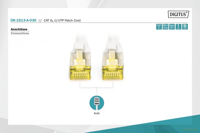 Patchkabel Cat.6a: Digitus Dk1613a030 Cavo Rete Utp, Categoria 6a Non Schermato Lszh, 3 Mt, Grigio [CD]