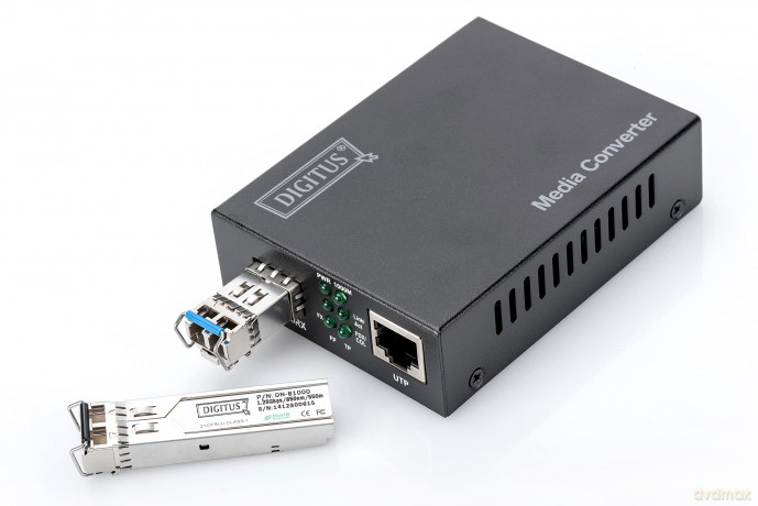 Media Conv.Sf: Digitus Dn82130 Convertitore 10/100/1000 Gigabit Media Converter Rj45 Fibra Ottica Con Modulo Sfp [CD]