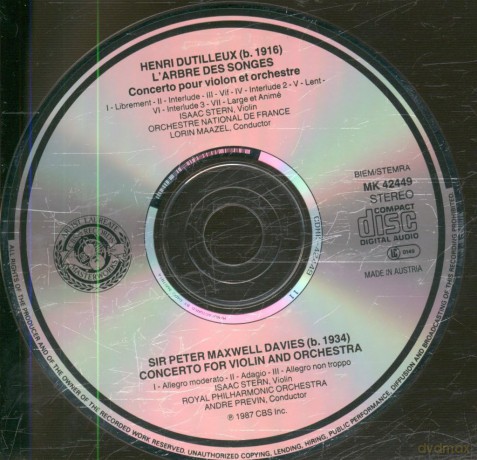 Dutilleu: Dutilleux/Maxwell Davies-Violin Concertos-Stern [CD]