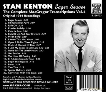 Stan Kenton: Eager Beaver: The Complete Macgregor Transcriptions Vol. 4 [CD]