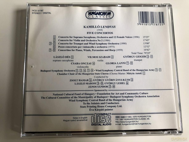 Kamillo Lendvay: Five Concertos [CD]