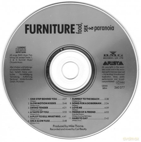 Furniture: Food Sex & Paranoia One Step Behind You Slow Motion Kisses Swing Tender a Taste of Uoy [CD]