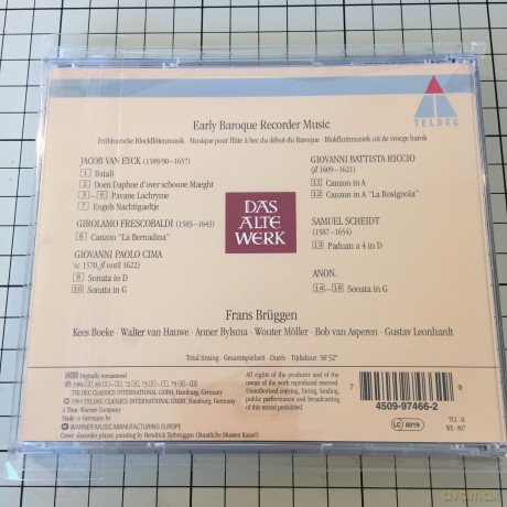 Frans Bruggen: Frans BrGgen Edition, vol.4 - Early Baroque Recorder Music [CD]
