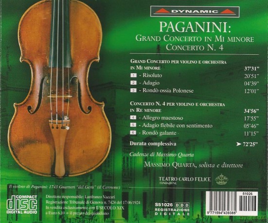 Paganini: Grand Concerto no.4 [CD]